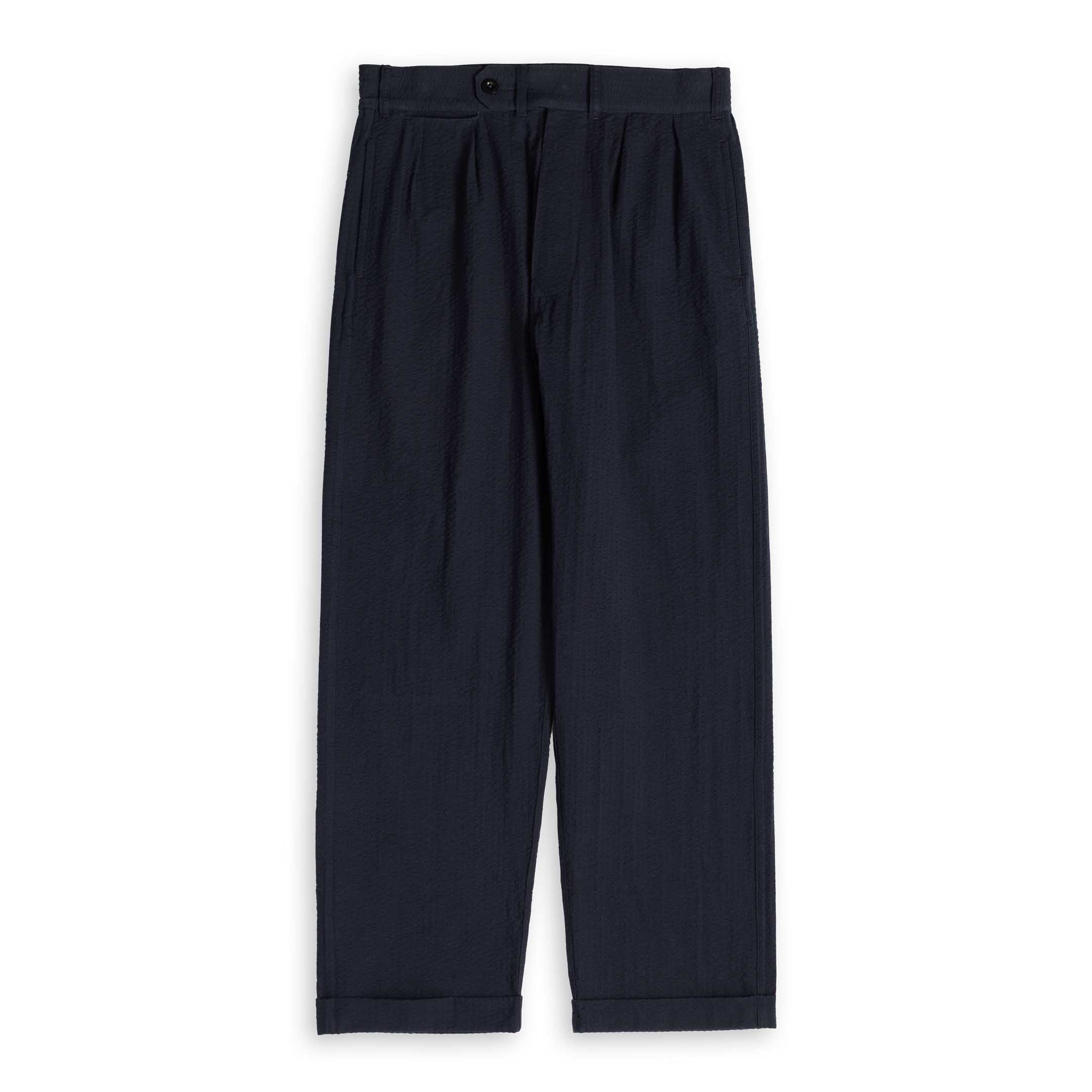 Allevol Brunel Trouser Seersucker Navy-Trousers-Clutch Cafe