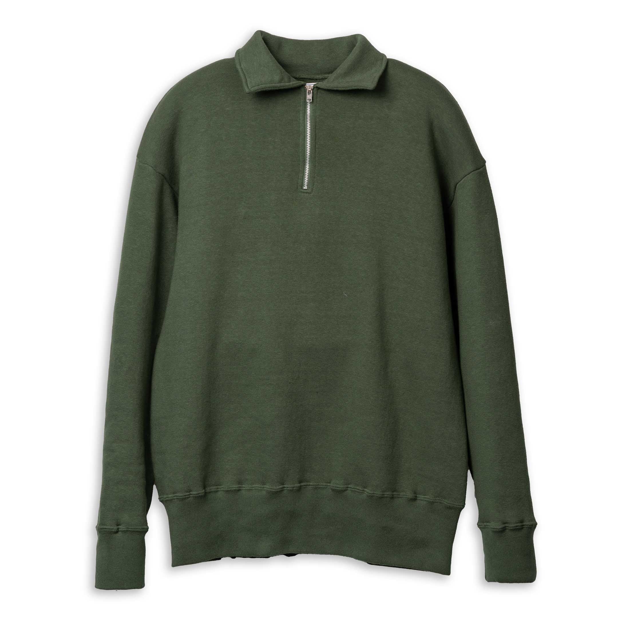 Allevol Loopwheel Quarter Zip Sweatshirt Green-Sweatshirt-Clutch Cafe