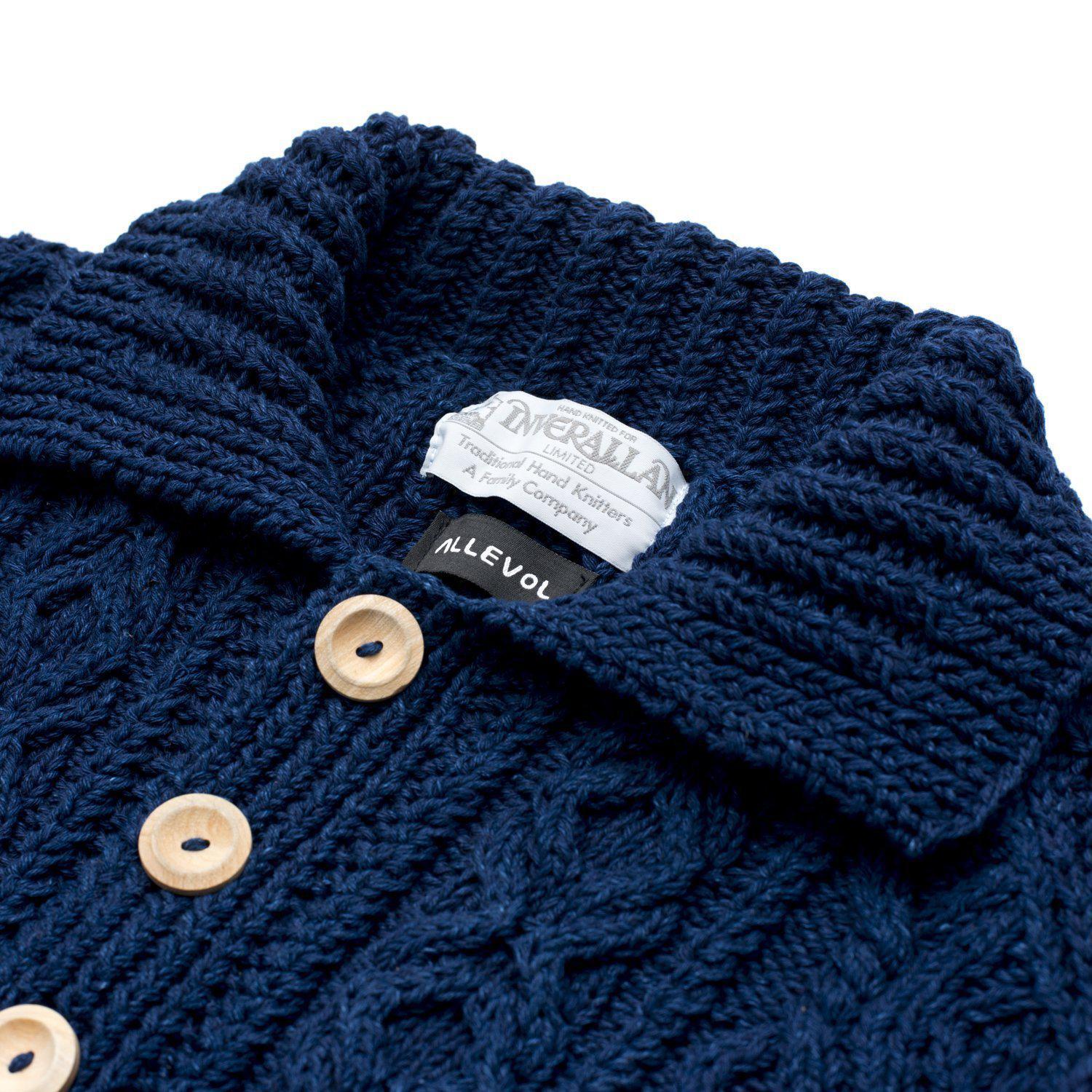 Allevol x Inverallan Cable Knit Cardigan 3A Indigo, Clutch Cafe London