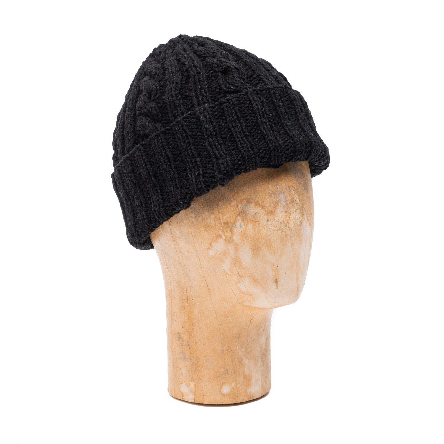 Allevol x Inverallan Cable Knit Cotton Beanie 22F Black-Accessory-Clutch Cafe