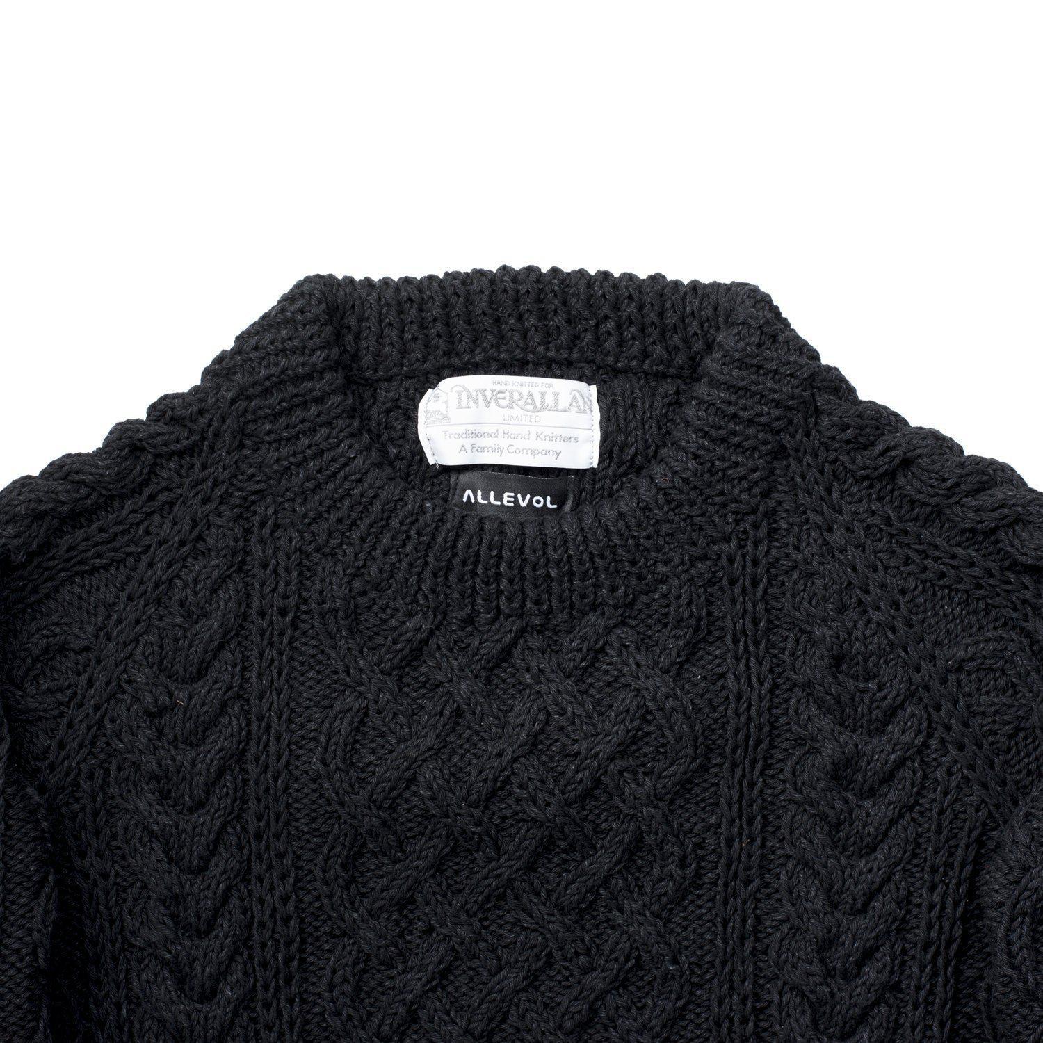 Allevol x Inverallan Cable Knit Crew 1A Black, Clutch Cafe London