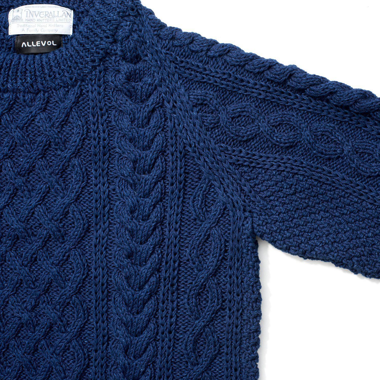 Allevol x Inverallan Cable Knit Crew 1A Indigo-Knitwear-Clutch Cafe