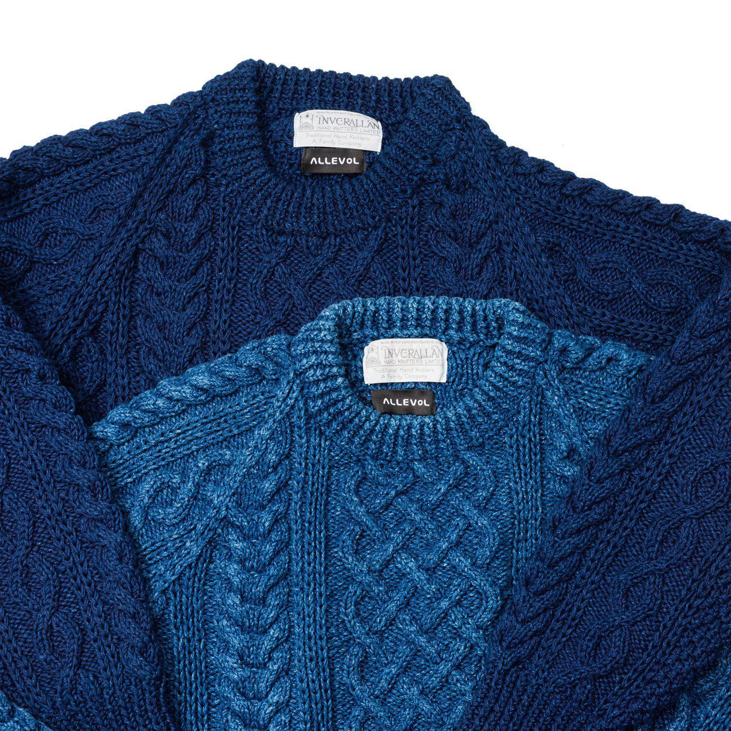 Allevol x Inverallan Cable Knit Crew 1A Indigo-Knitwear-Clutch Cafe