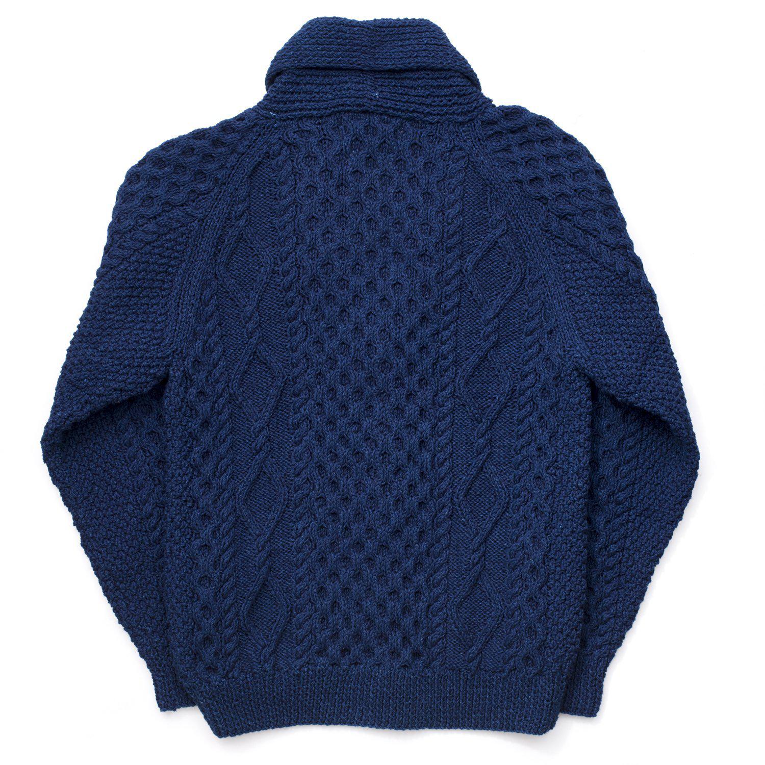 Allevol x Inverallan Shawl Collar Cardigan 6A Indigo, Clutch Cafe London