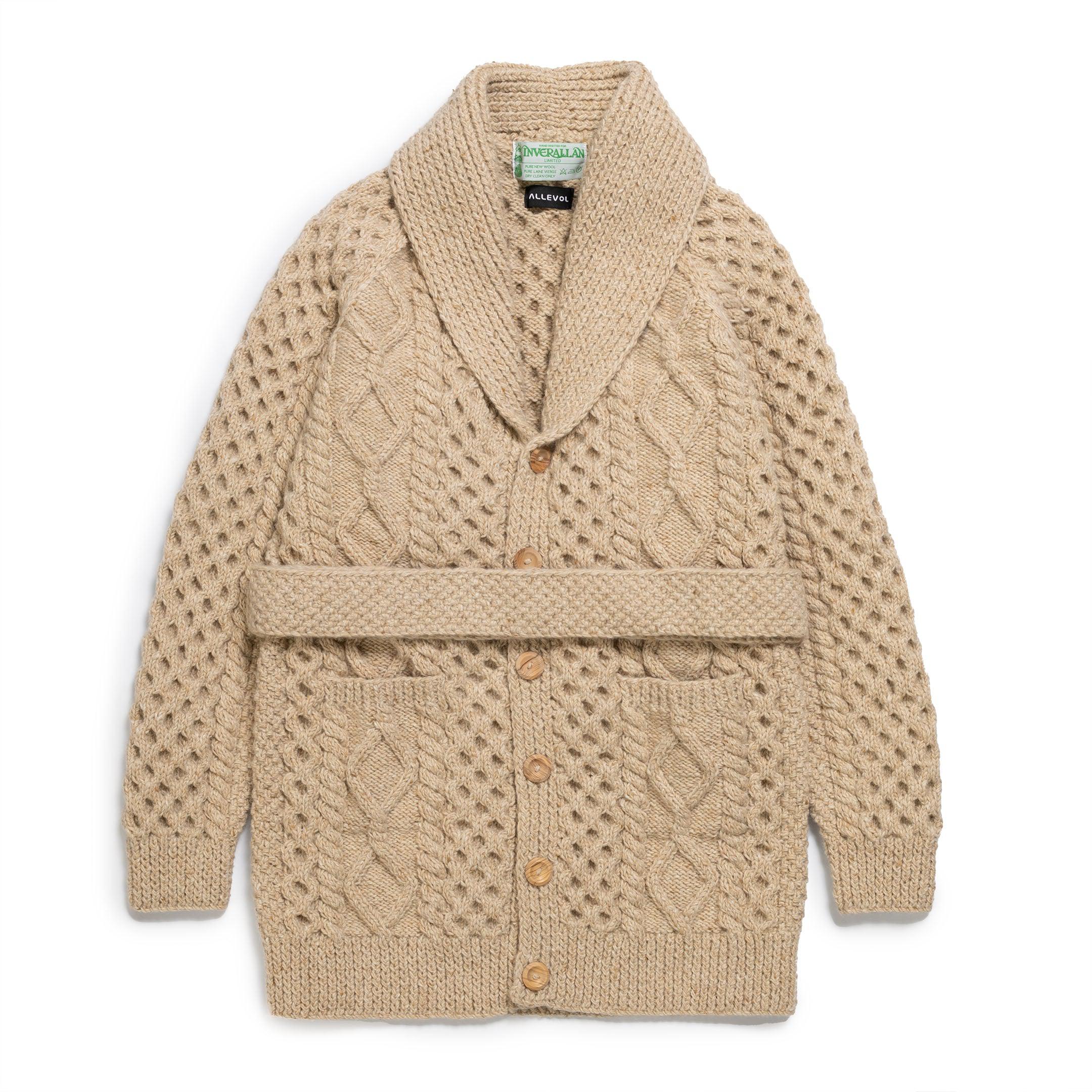 Allevol x Inverallan Shawl Collar Cardigan 6A Long Oatmeal-Knitwear-Clutch Cafe