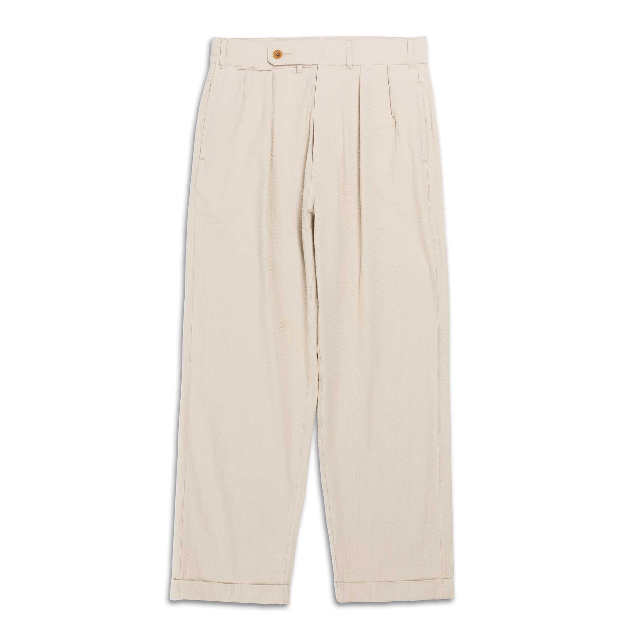Allevol Brunel Seersucker Beige-Trousers-Clutch Cafe