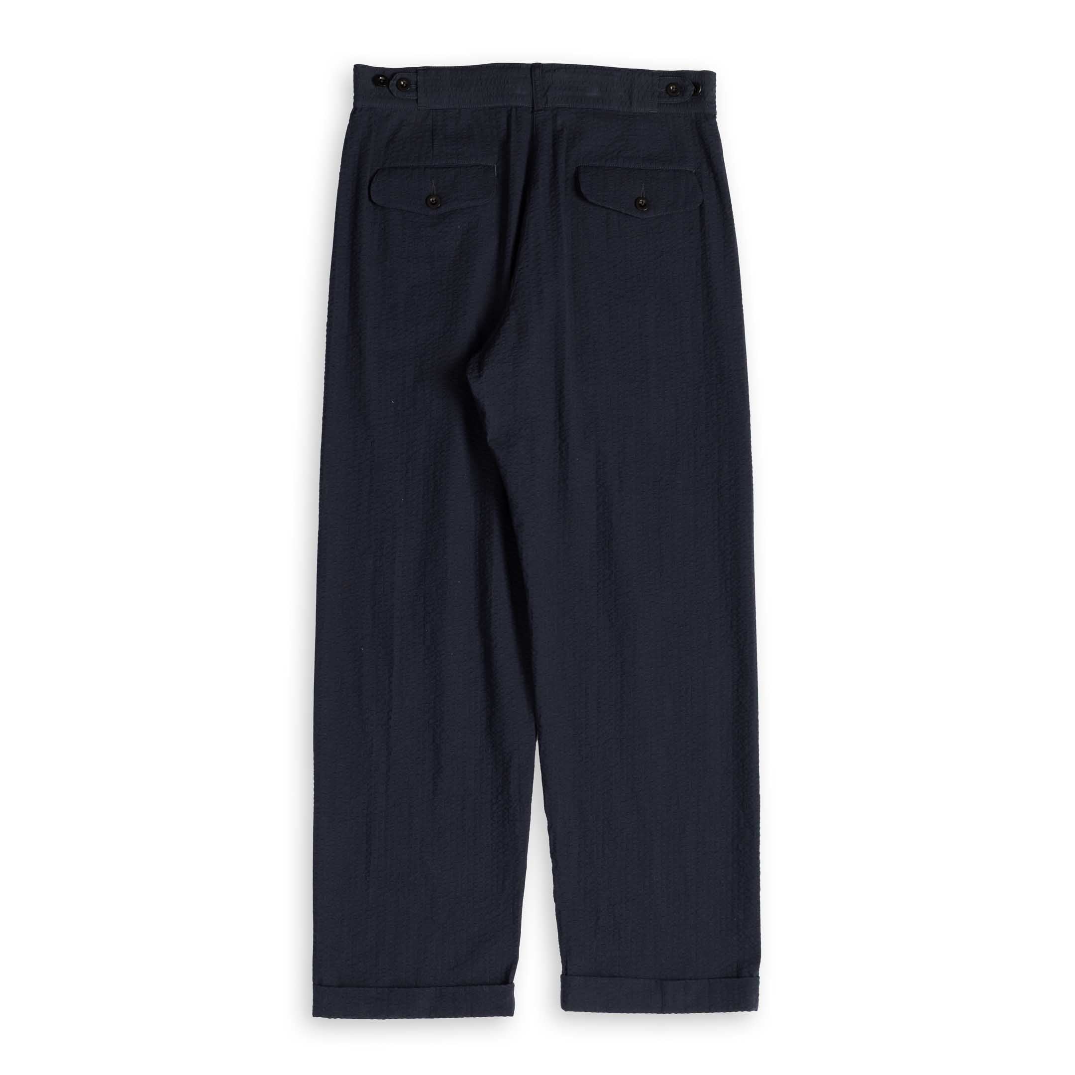 Allevol Brunel Trouser Seersucker Navy-Trousers-Clutch Cafe
