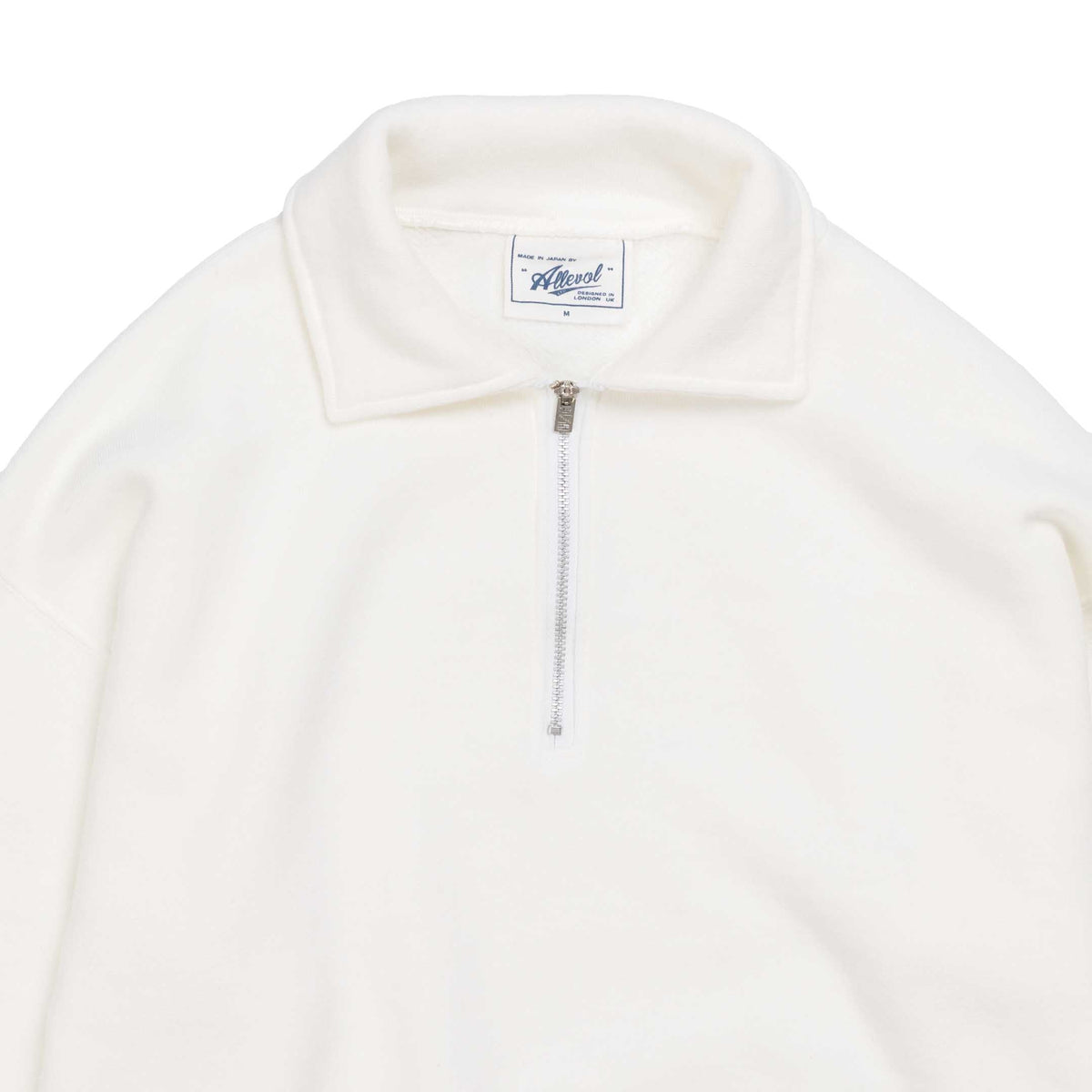Allevol Loopwheel Quarter Zip Sweatshirt White-Sweatshirt-Clutch Cafe