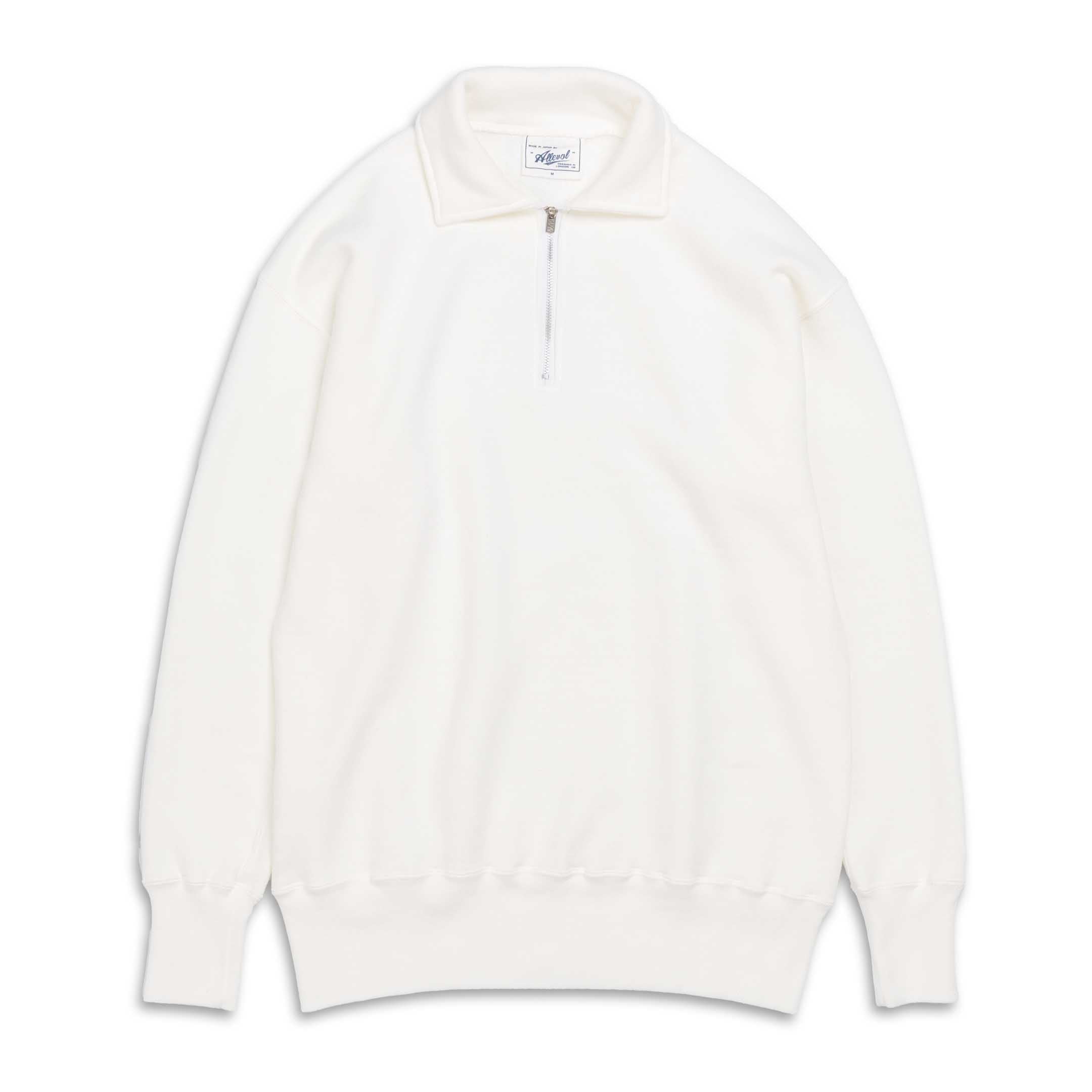 Allevol Loopwheel Quarter Zip Sweatshirt White