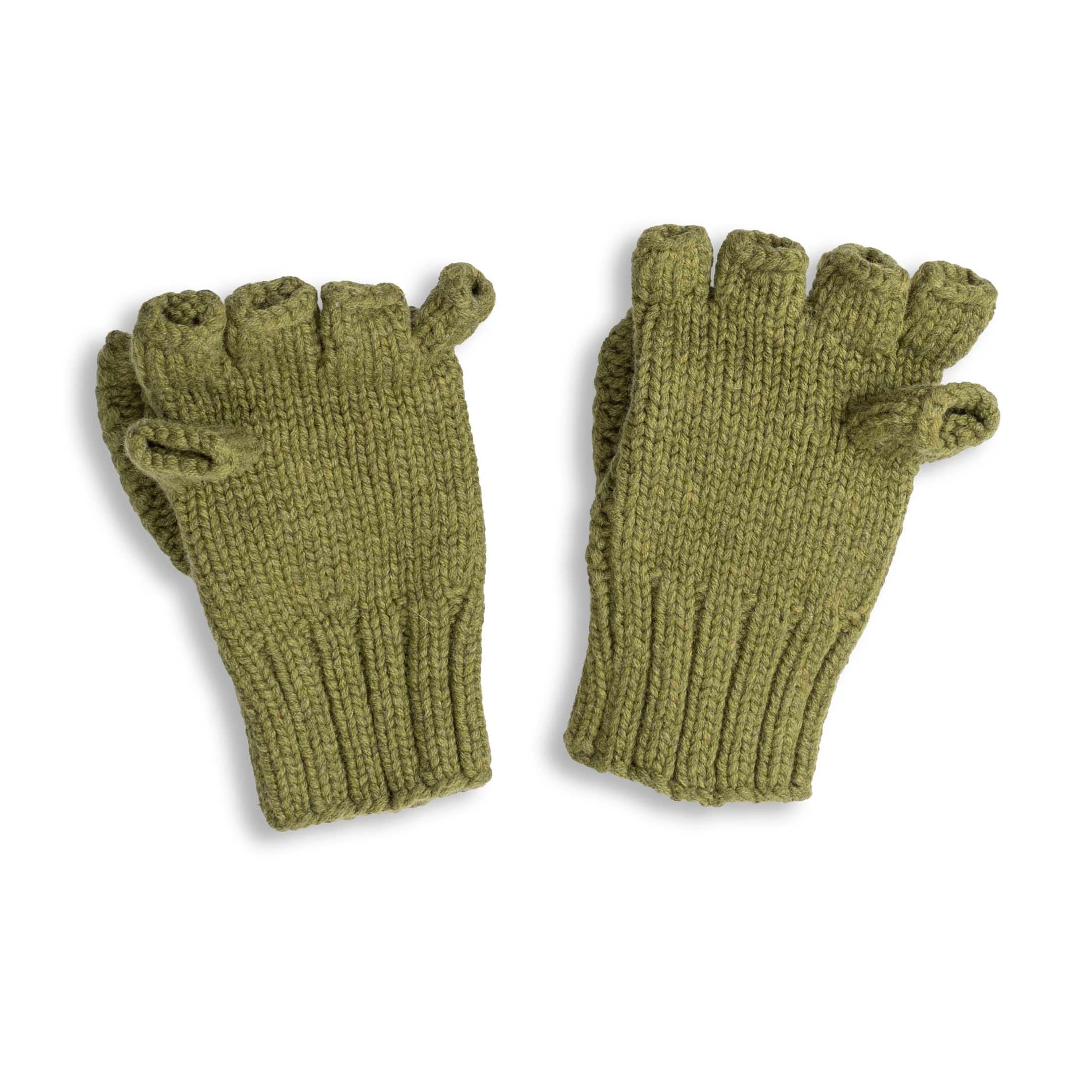 Allevol x Inverallan 22S Diamond Fingerless Gloves with Cover Merino Lambswool Dark Apple-Scarf-Clutch Cafe