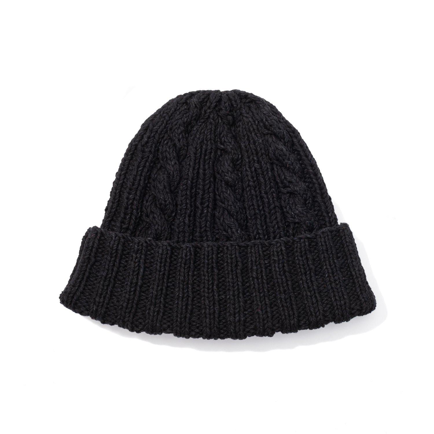 Allevol x Inverallan Cable Knit Cotton Beanie 22F Black-Accessory-Clutch Cafe