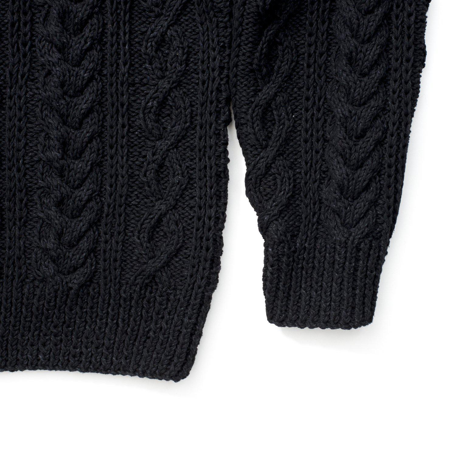 Allevol x Inverallan Cable Knit Crew 1A Black, Clutch Cafe London