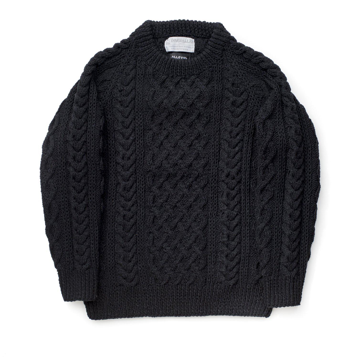 Allevol x Inverallan Cable Knit Crew 1A Black, Clutch Cafe London